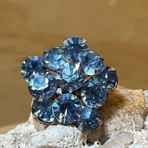 Vintage Coro Signed Blue Rhinestone Brooch Excellent Condition